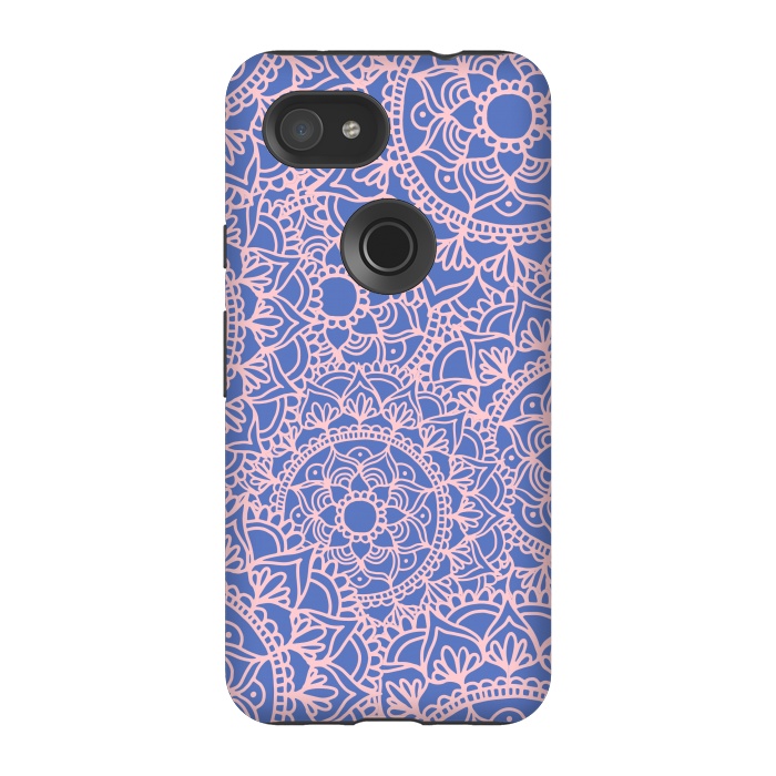 Pixel 3A StrongFit Pink and Mauve Mandala Pattern by Julie Erin Designs