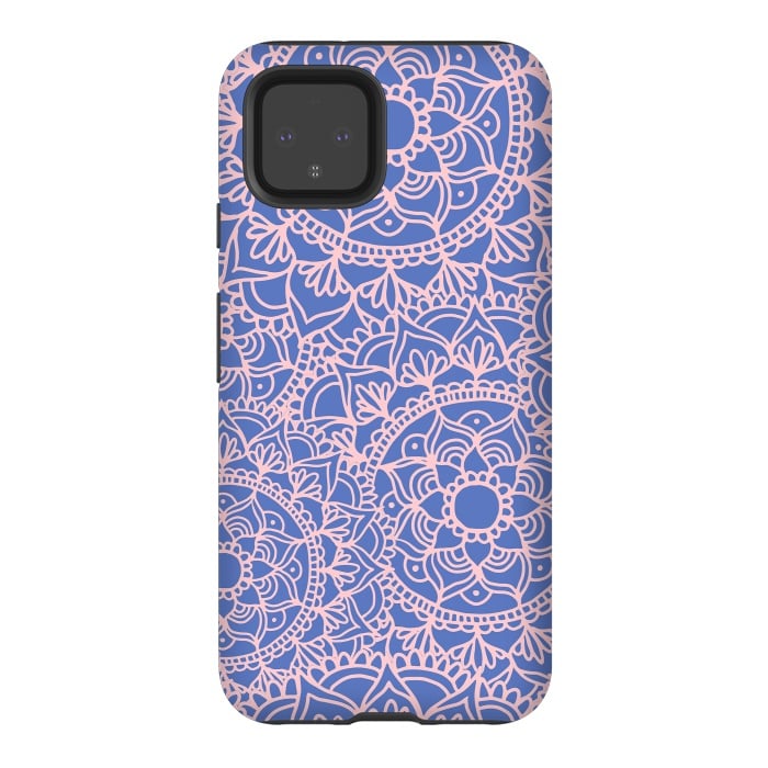 Pixel 4 StrongFit Pink and Mauve Mandala Pattern by Julie Erin Designs