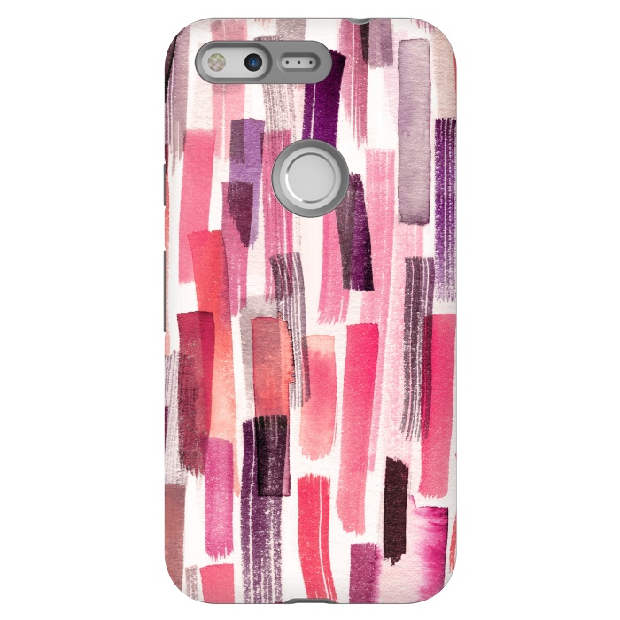 Pixel StrongFit Colorful Brushstrokes Living Coral by Ninola Design
