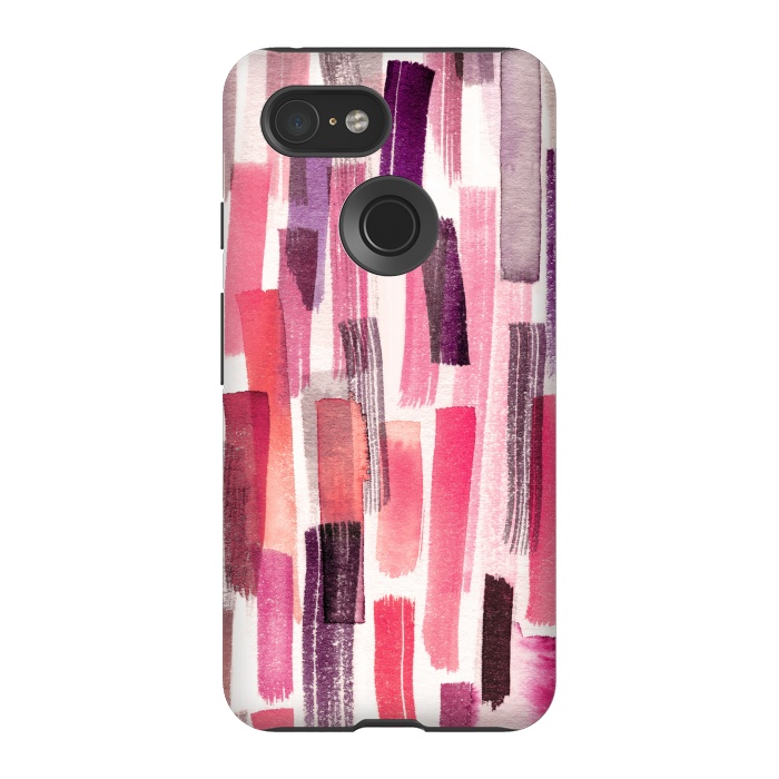 Pixel 3 StrongFit Colorful Brushstrokes Living Coral by Ninola Design