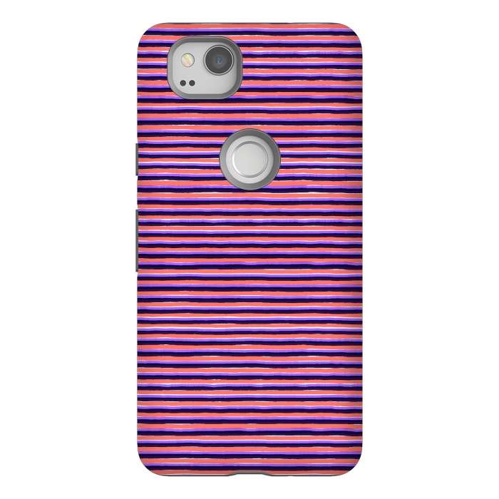 Pixel 2 StrongFit Marker Colorful Coral Stripes by Ninola Design