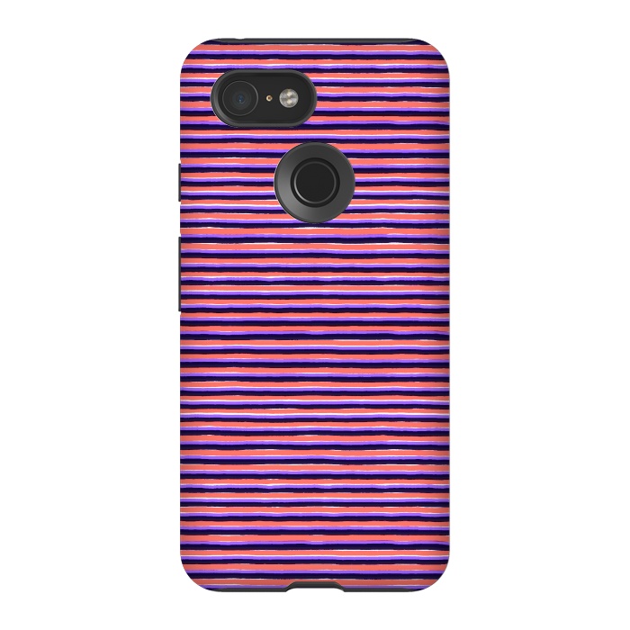Pixel 3 StrongFit Marker Colorful Coral Stripes by Ninola Design