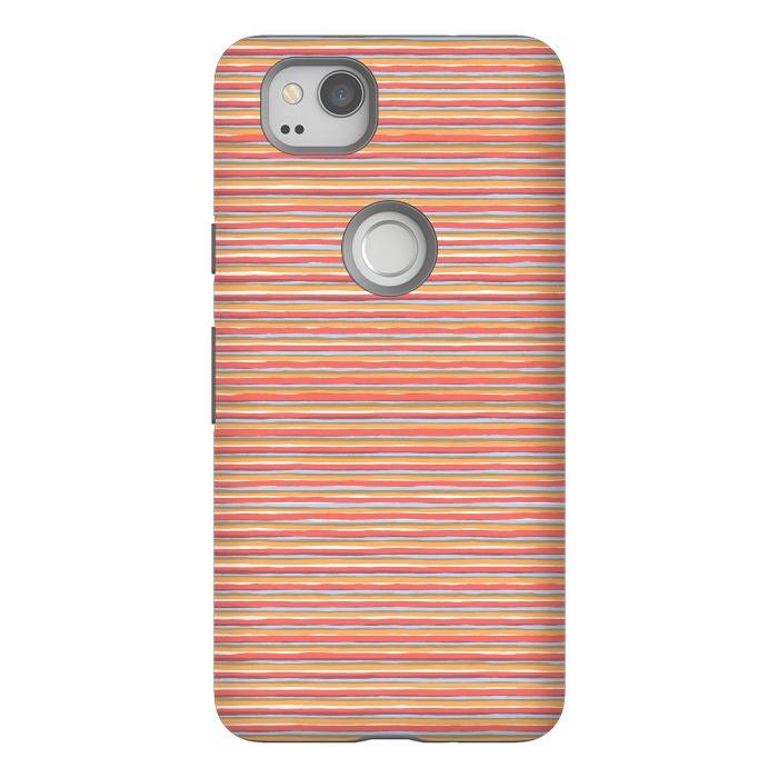 Pixel 2 StrongFit Multi Marker Stripes Summer Coral by Ninola Design