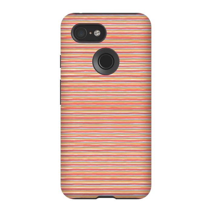 Pixel 3 StrongFit Multi Marker Stripes Summer Coral by Ninola Design