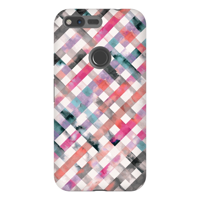 Pixel XL StrongFit Watercolor Vichy Gingham Pink by Ninola Design