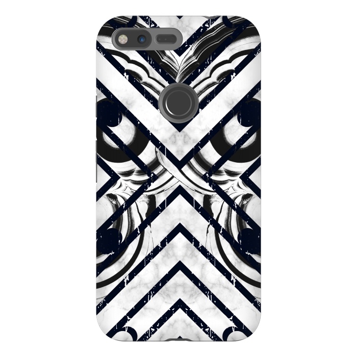 Pixel XL StrongFit Modern geometric black and white marble  by Oana 
