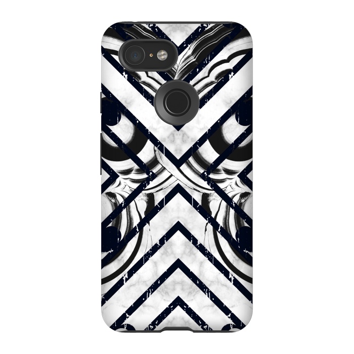 Pixel 3 StrongFit Modern geometric black and white marble  by Oana 