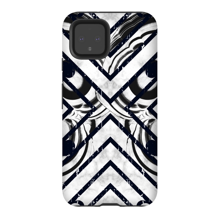 Pixel 4 StrongFit Modern geometric black and white marble  by Oana 