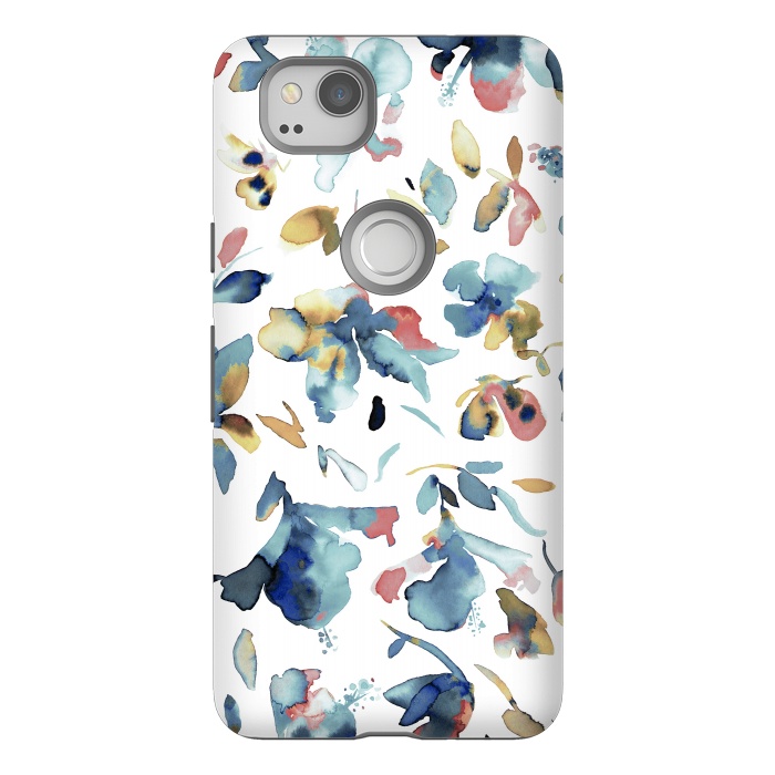 Pixel 2 StrongFit Watery Blue Hibiscus by Ninola Design
