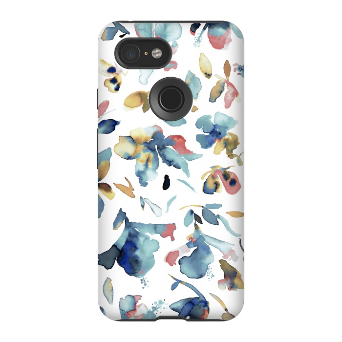 Pixel 3 StrongFit Watery Blue Hibiscus by Ninola Design
