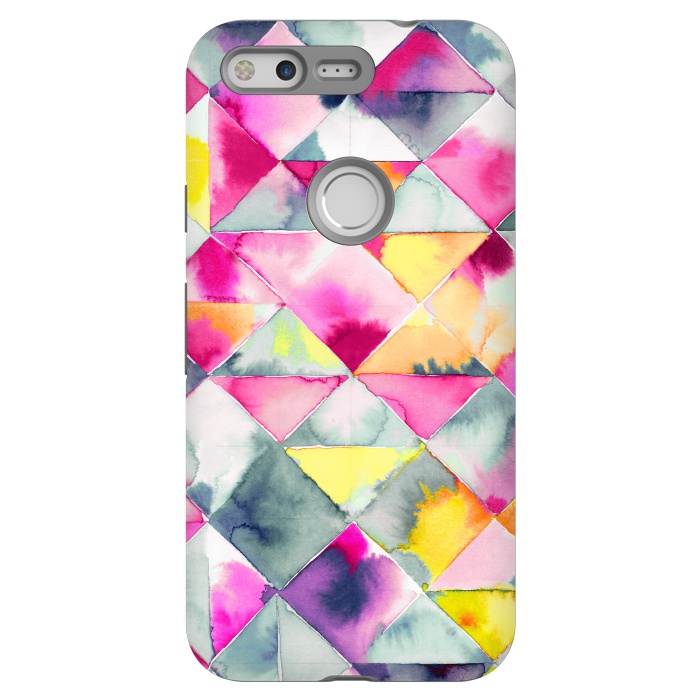 Pixel StrongFit Watercolor Squares Triangles Fresh by Ninola Design