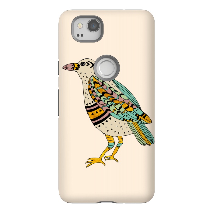 Pixel 2 StrongFit Playful Crow Tan by Pom Graphic Design