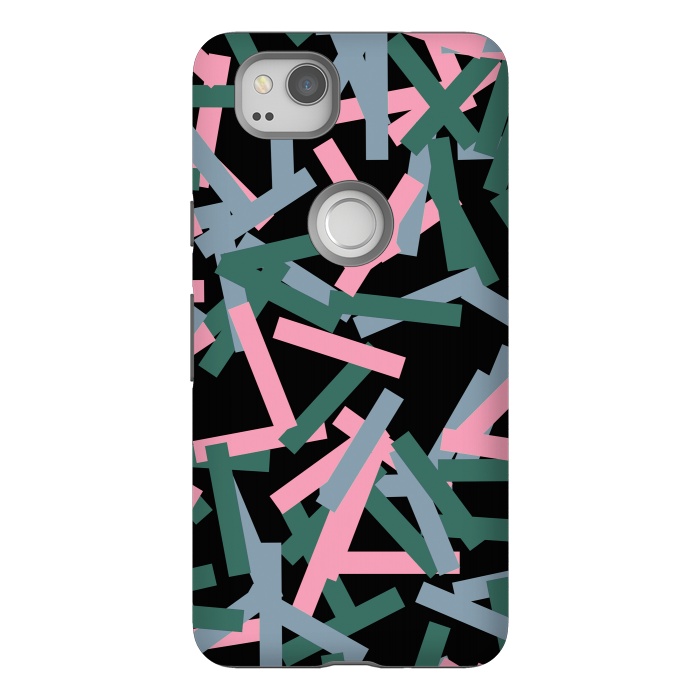 Pixel 2 StrongFit Rectangular Confetti Pink by Ninola Design
