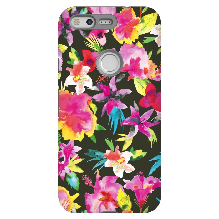 Pixel StrongFit Caribbean Flowers and Palms by Ninola Design