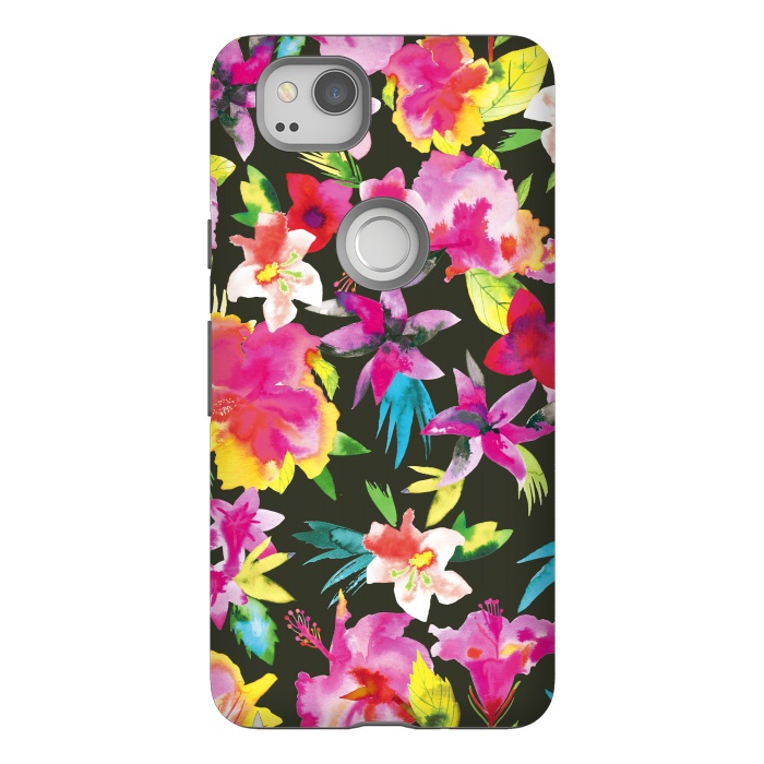 Pixel 2 StrongFit Caribbean Flowers and Palms by Ninola Design