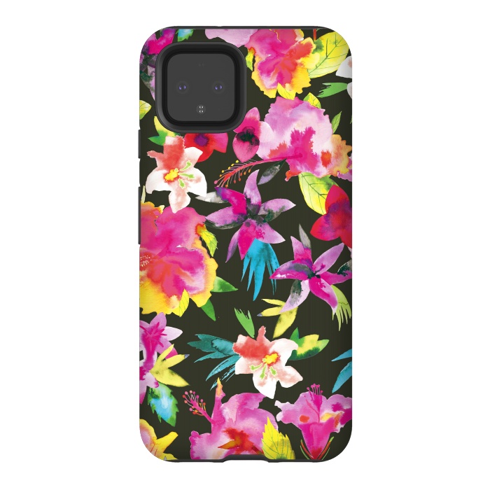 Pixel 4 StrongFit Caribbean Flowers and Palms by Ninola Design