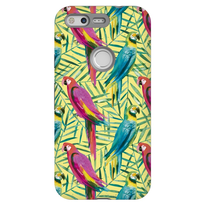 Pixel StrongFit Tropical Parrots and Palms by Ninola Design