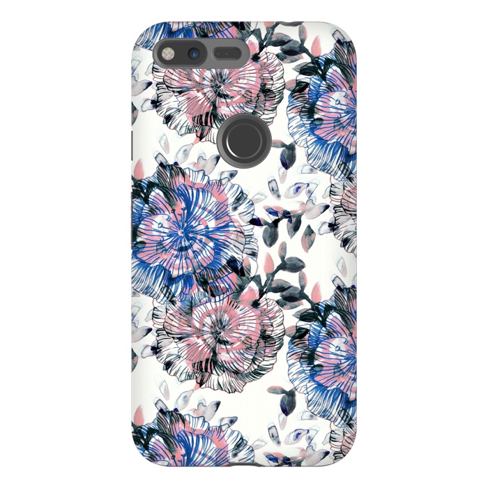 Pixel XL StrongFit Watercolor painted flowers and foliage by Oana 