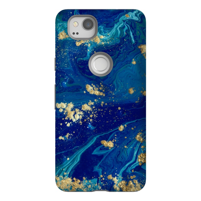 Pixel 2 StrongFit Marble In Blue And Gold 21 by ArtsCase