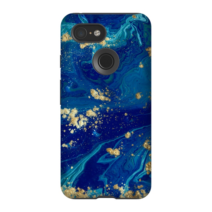 Pixel 3 StrongFit Marble In Blue And Gold 21 by ArtsCase
