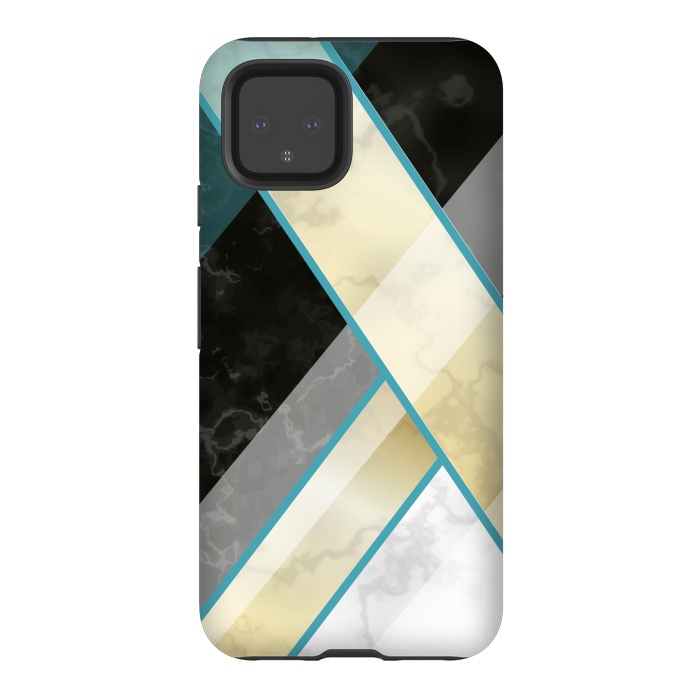 Pixel 4 StrongFit Vertical Green Lines On Marble  by ArtsCase