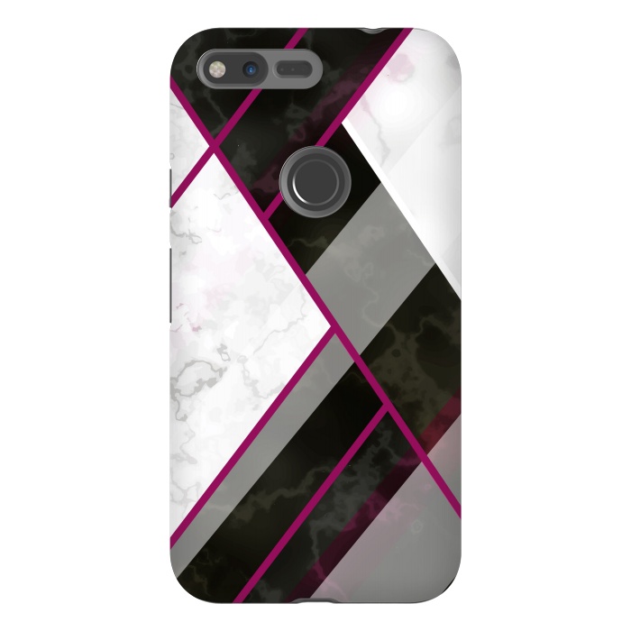 Pixel XL StrongFit Vertical Magenta Lines On Marble by ArtsCase