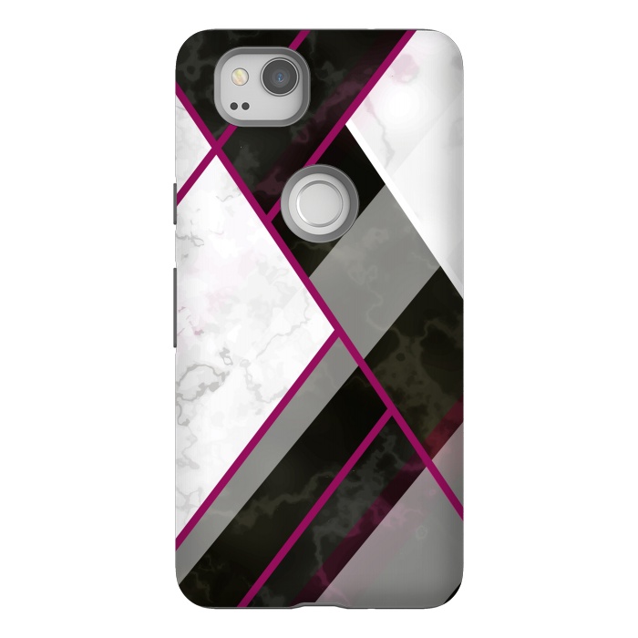 Pixel 2 StrongFit Vertical Magenta Lines On Marble by ArtsCase