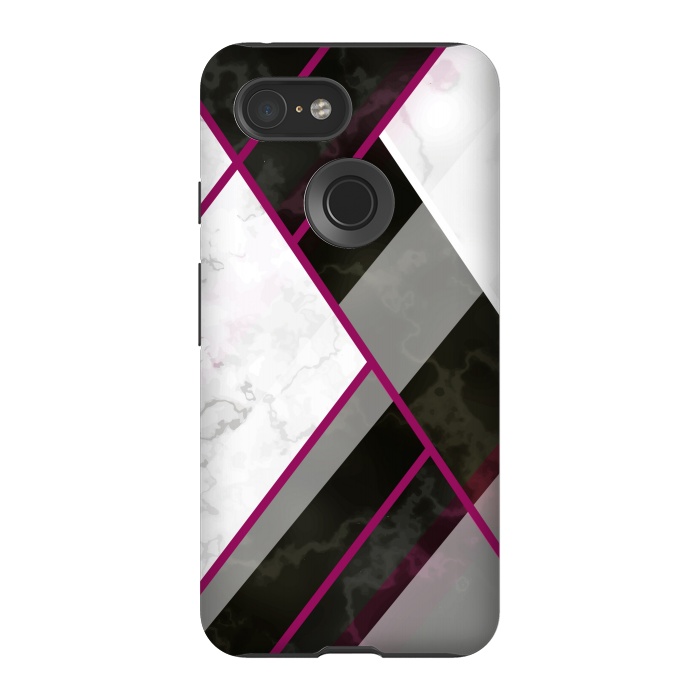 Pixel 3 StrongFit Vertical Magenta Lines On Marble by ArtsCase