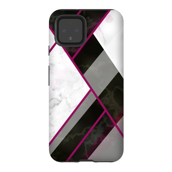 Pixel 4 StrongFit Vertical Magenta Lines On Marble by ArtsCase