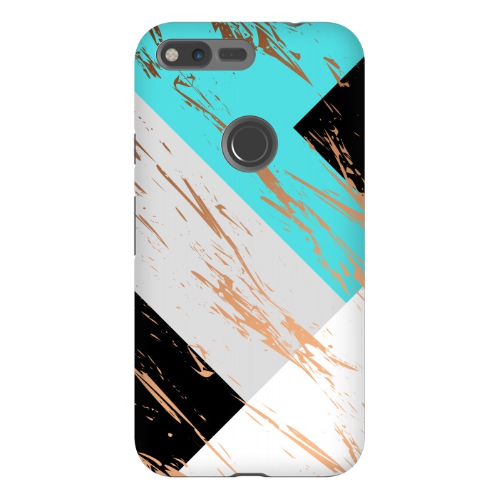 Pixel XL StrongFit Aquamarine With Gold On Marble Background by ArtsCase