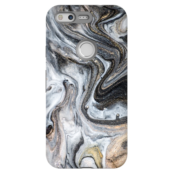 Pixel StrongFit Black and Gold Marble by ArtsCase