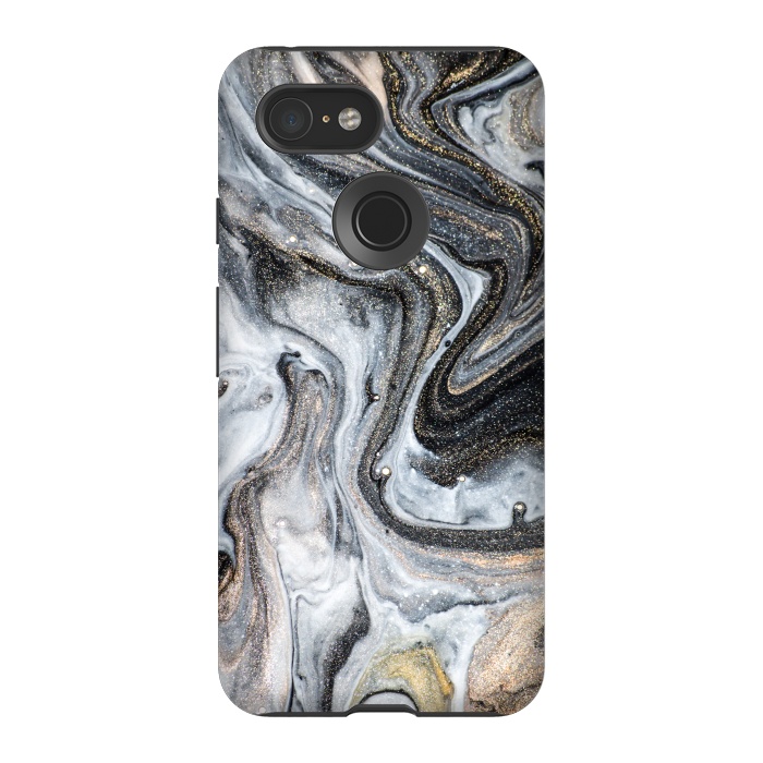 Pixel 3 StrongFit Black and Gold Marble by ArtsCase