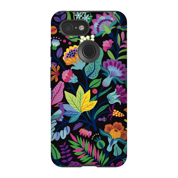 Pixel 3 StrongFit Flowers Bright Colors by ArtsCase