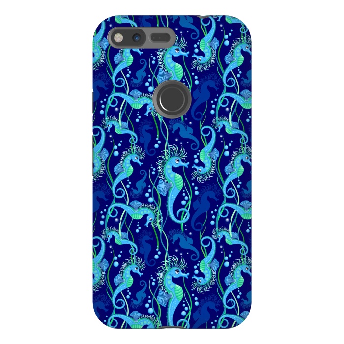 Pixel XL StrongFit Seahorse cute blue sea animal Pattern by BluedarkArt