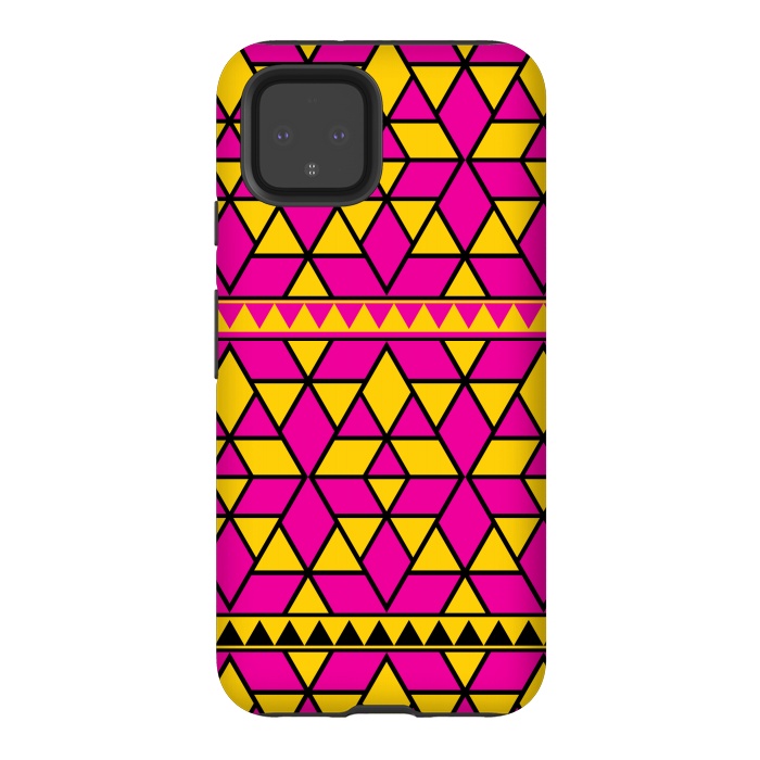 Pixel 4 StrongFit pink yellow triangle by TMSarts