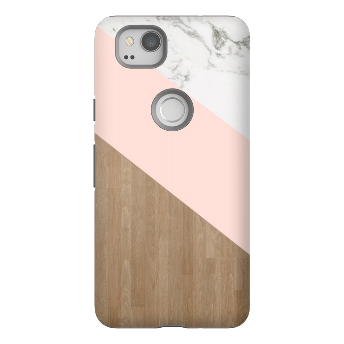 Pixel 2 StrongFit Wood PinK Marble by ''CVogiatzi.