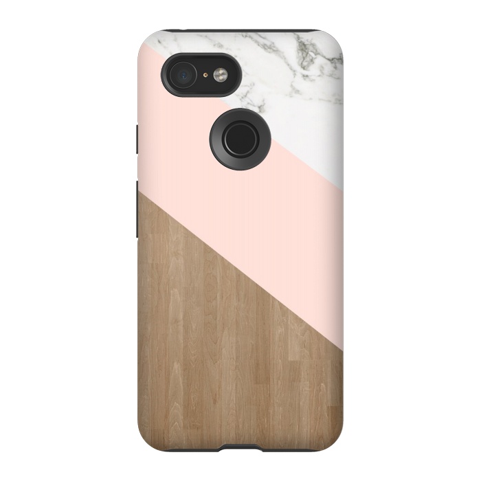 Pixel 3 StrongFit Wood PinK Marble by ''CVogiatzi.