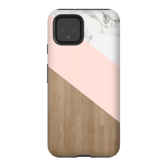 Pixel 4 StrongFit Wood PinK Marble by ''CVogiatzi.