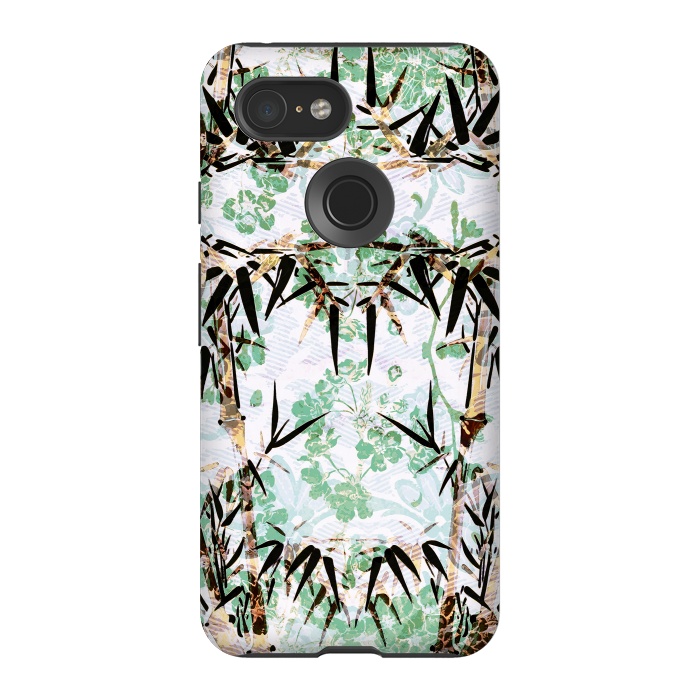 Pixel 3 StrongFit Bamboo trees and pastel green flowers by Oana 