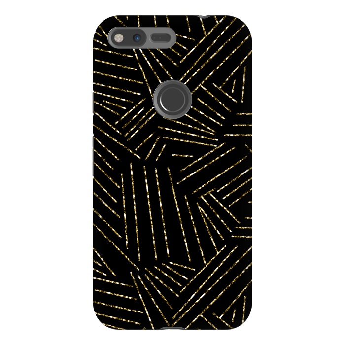 Pixel XL StrongFit Black and Gold Glitter Lines by Ashley Camille