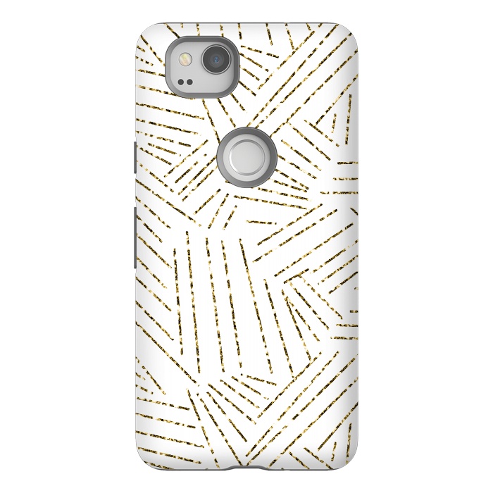 Pixel 2 StrongFit White and Gold Glitter Lines by Ashley Camille