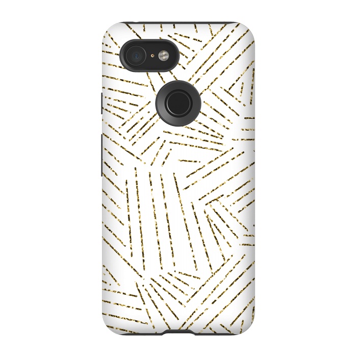 Pixel 3 StrongFit White and Gold Glitter Lines by Ashley Camille