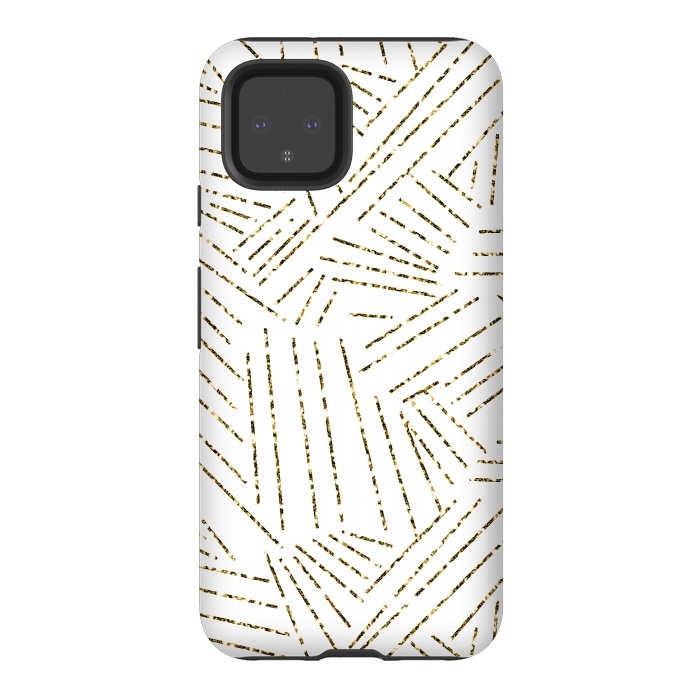Pixel 4 StrongFit White and Gold Glitter Lines by Ashley Camille