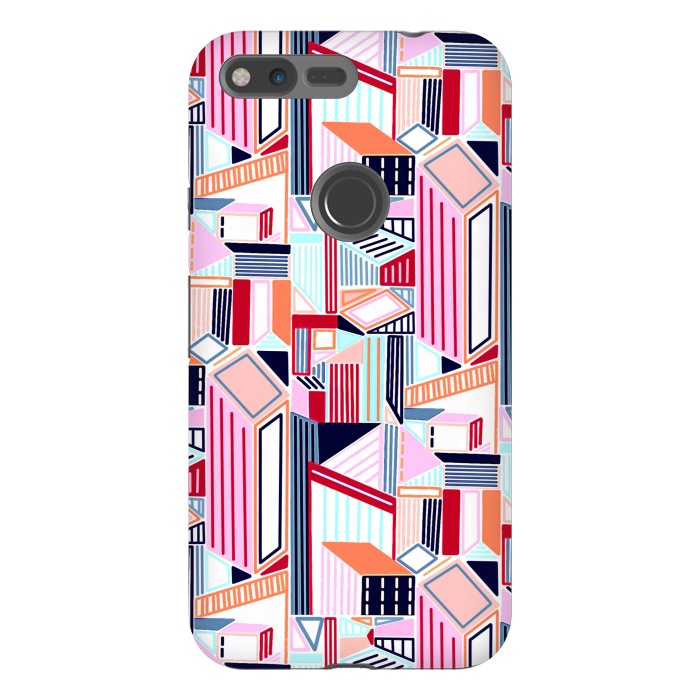 Pixel XL StrongFit Abstract Minimalism City (Peachy Pastel & Red)  by Tigatiga