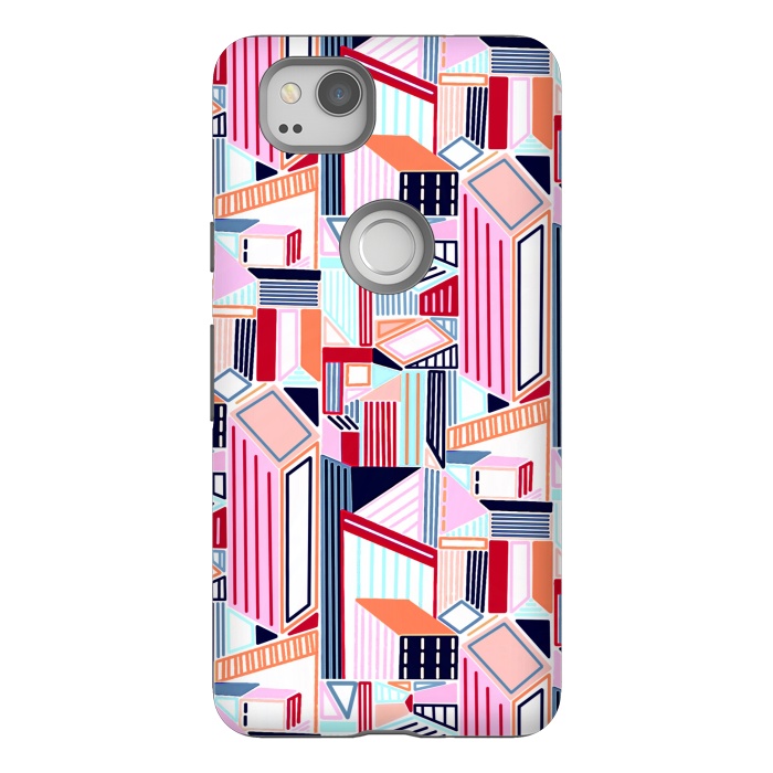 Pixel 2 StrongFit Abstract Minimalism City (Peachy Pastel & Red)  by Tigatiga