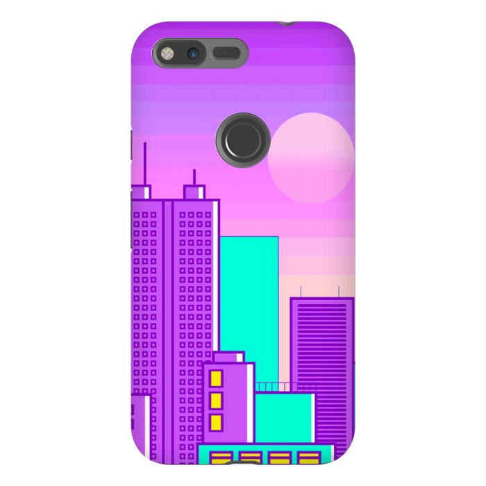 Pixel XL StrongFit purple sunset in the city by haroulita