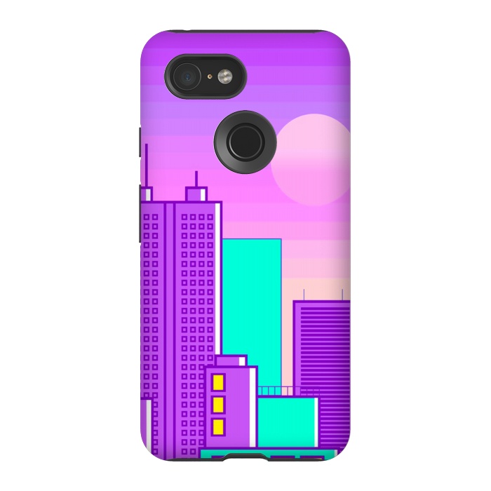 Pixel 3 StrongFit purple sunset in the city by haroulita