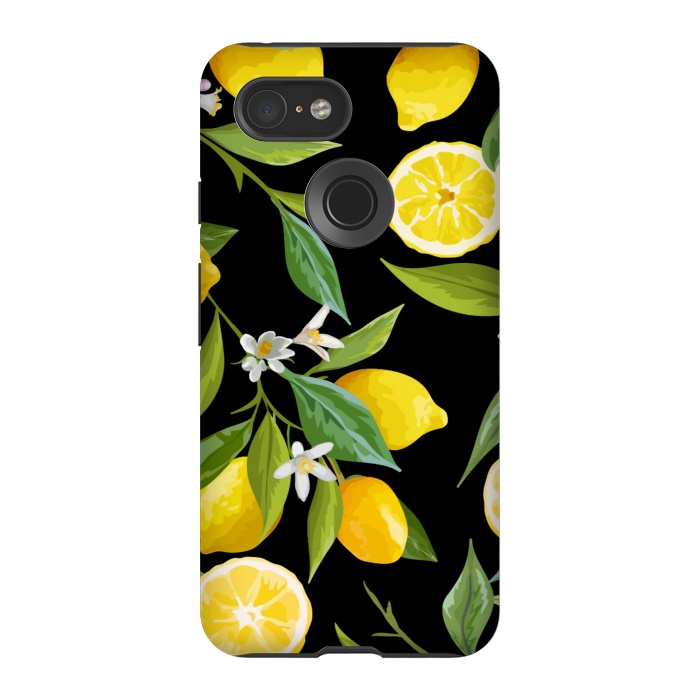Pixel 3 StrongFit lemons in black background by haroulita