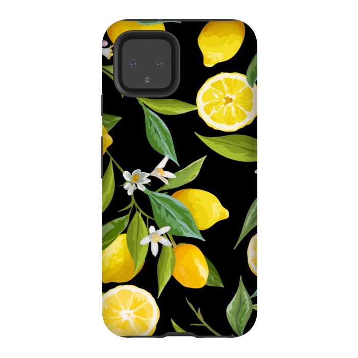 Pixel 4 StrongFit lemons in black background by haroulita