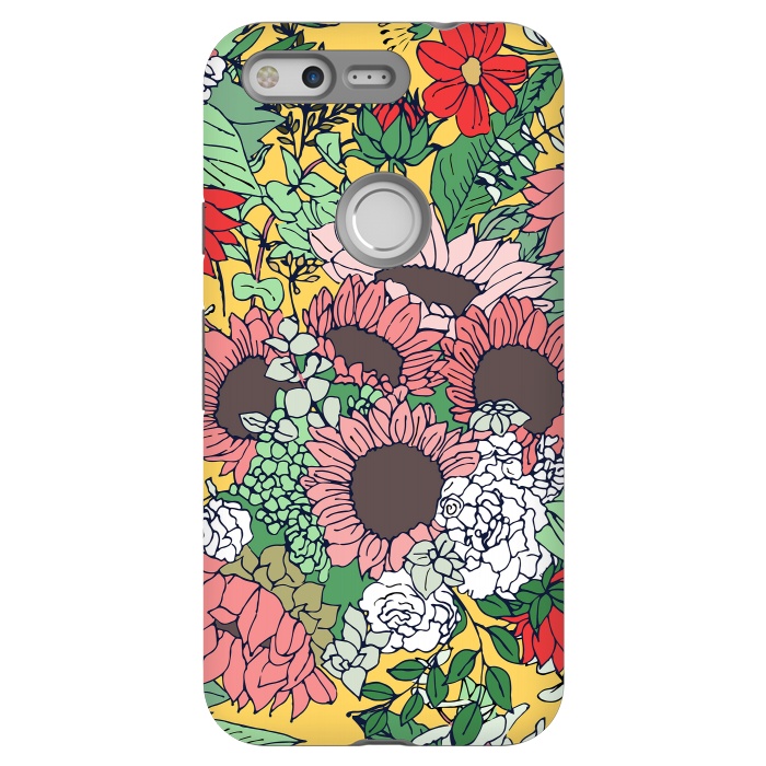 Pixel StrongFit Pretty aspen gold and pink floral design by InovArts